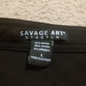 Savage Art Stretch Black Slim Leg Pants Womens Large High Rise 5-Pocket Trousers